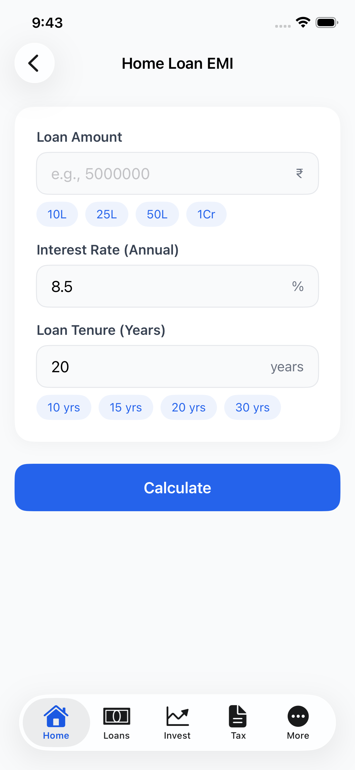 Home Loan EMI Calculator